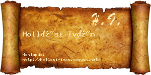 Hollósi Iván névjegykártya